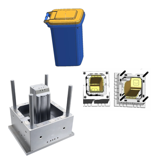 แม่พิมพ์ถังขยะกลางแจ้ง 120L